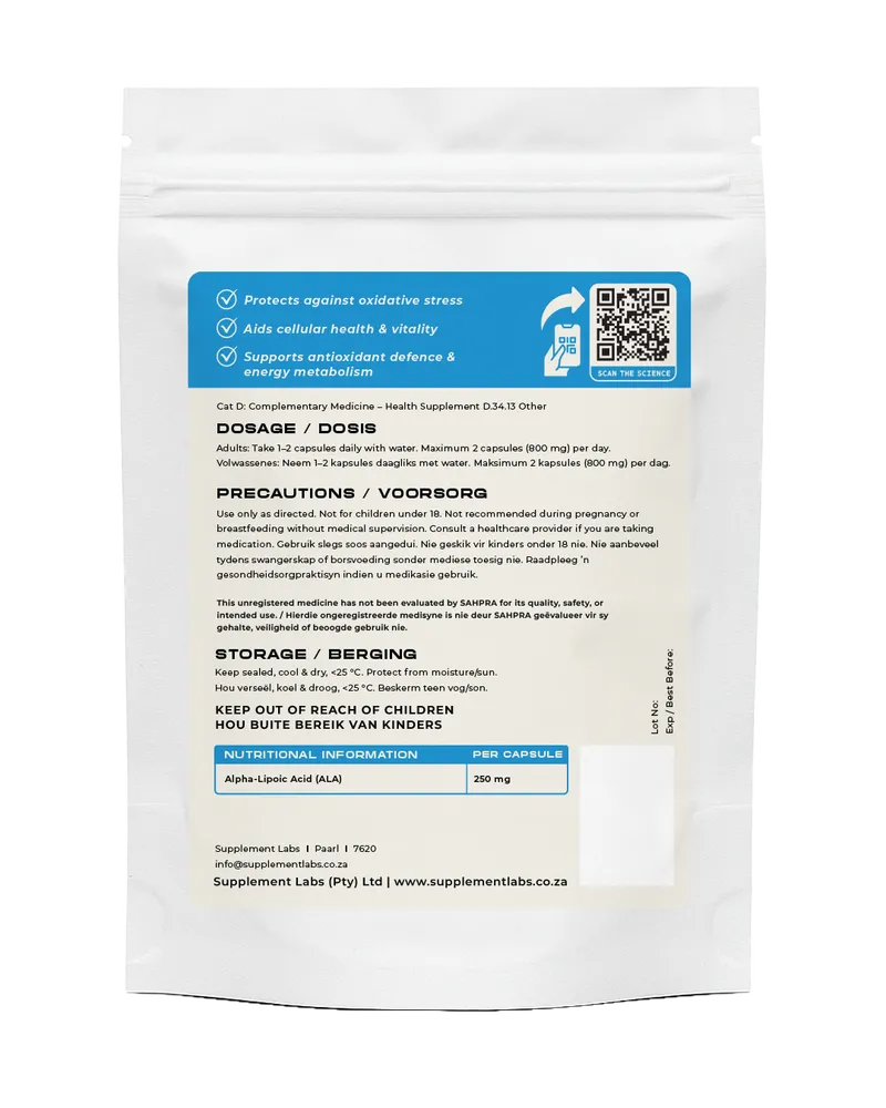 Alpha-Lipoic Acid (ALA) 250 mg Capsules