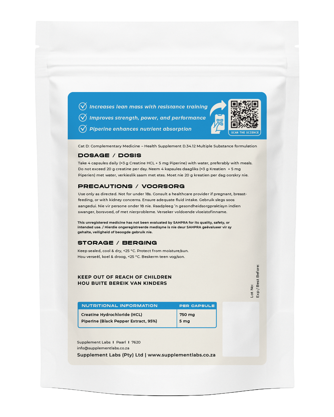 Creatine HCL + Piperine Capsules