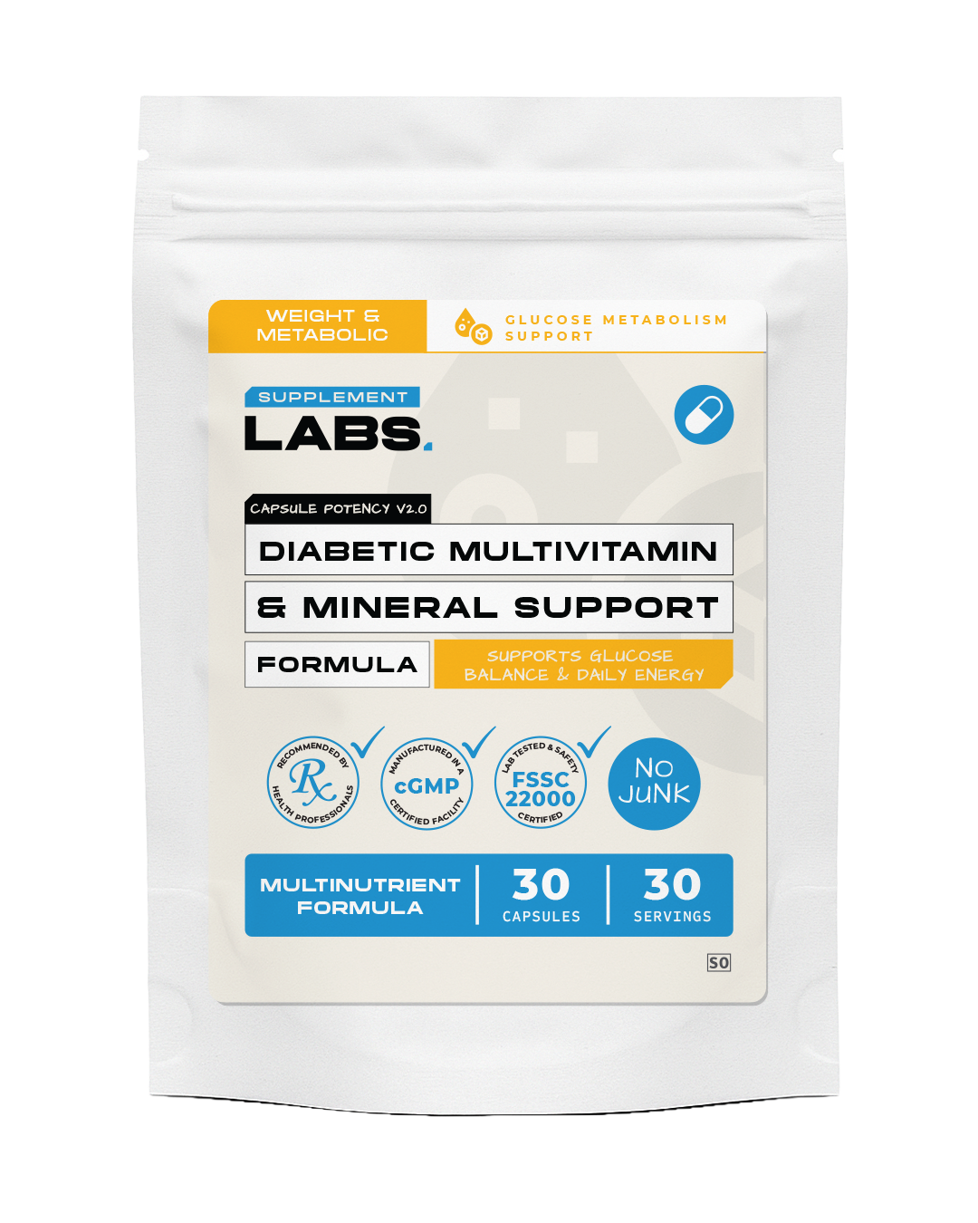 Diabetic Multivitamin & Mineral Support Formula Capsules