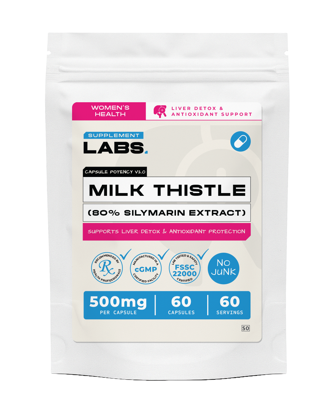 Milk Thistle 500 mg (80% Silymarin) Capsules