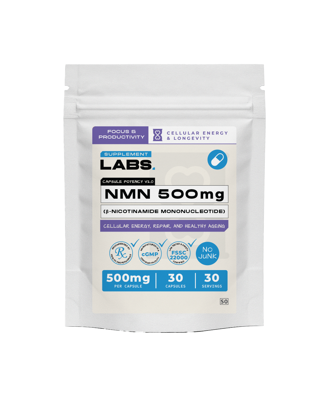 NMN (β-Nicotinamide Mononucleotide) 500 mg Capsules