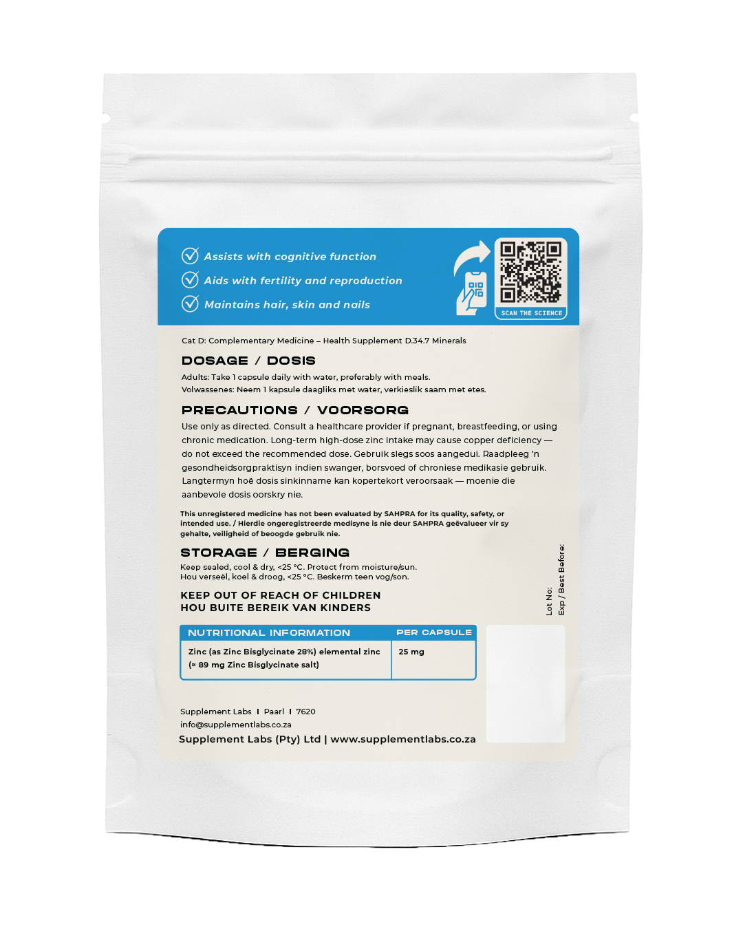 Zinc Bisglycinate 25mg Capsules